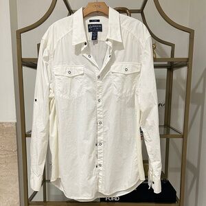 American Rag White Casual Button Down Shirt